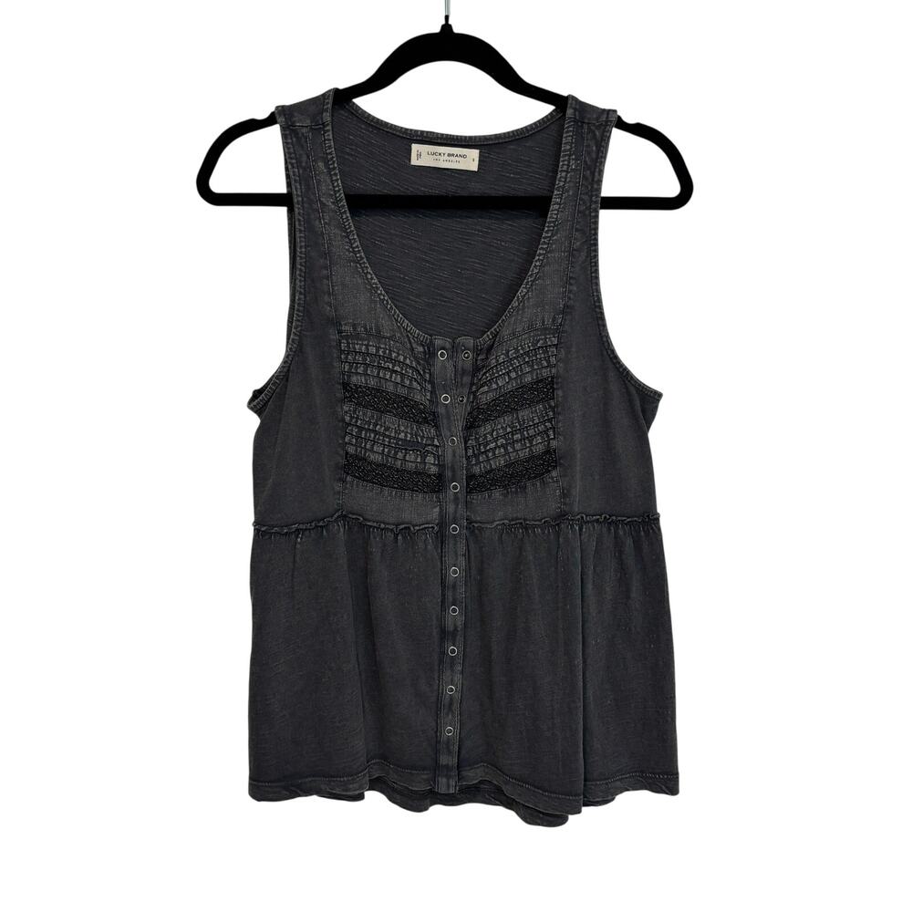 Lucky Brand Boho Cotton Top Indie Gray Women’s S